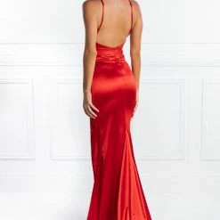 Honey Couture AISHA Red Low Back Mermaid Evening Gown Dress NEW ARRIVALS