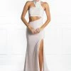 Honey Couture Made To Your Measurements NEW ARRIVALS Honey Couture CAROLINA Pink Cut Out Halter Neckline Formal Gown Dress