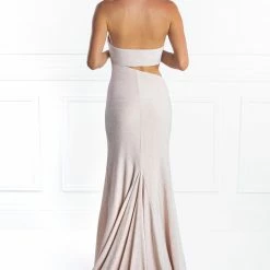 Honey Couture Made To Your Measurements NEW ARRIVALS Honey Couture CAROLINA Pink Cut Out Halter Neckline Formal Gown Dress