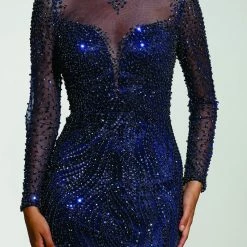 Tina Holly Couture Made To Order Tinaholy Couture T17130 Blue Beaded Mesh Sleeve Formal Gown Prom Dress 11 Tina Holly Couture Made To Order Tinaholy Couture T17130 Blue Beaded Mesh Sleeve Formal Gown Prom Dress