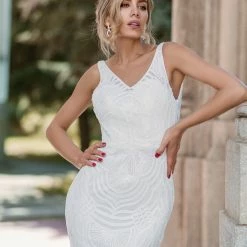 Tina Holly Couture Made To Order BRIDAL COLLECTION Tina Holly Couture Picasso P1732 Off White Sequin Mermaid Formal Gown Dress