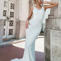 Tina Holly Couture Made To Order BRIDAL COLLECTION Tina Holly Couture Picasso P1732 Off White Sequin Mermaid Formal Gown Dress