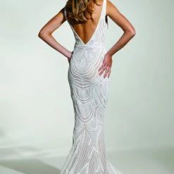 Tina Holly Couture Made To Order Tina Holly Couture Picasso P1732 White & Nude Sequin Mermaid Formal Gown Dress BRIDAL COLLECTION