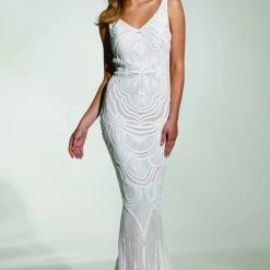 Tina Holly Couture Made To Order Tina Holly Couture Picasso P1732 White & Nude Sequin Mermaid Formal Gown Dress BRIDAL COLLECTION