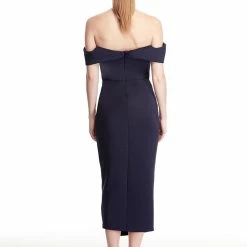 Tina Holly Couture Made To Order SHOP BY DRESS COLOUR Tina Holly Couture Connelly R1767 Navy Blue Off Shoulder Bridesmaids Midi Dress