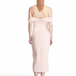 Tina Holly Couture Made To Order Tina Holly Couture Connelly R1767 Pink Off Shoulder Bridesmaids Midi Dress SHOP BY DRESS COLOUR