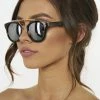Honey Couture Sunglasses ACCESSORIES Honey Couture STACEY Gold & Black Frame Silver Reflective Sunglasses