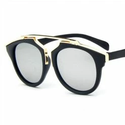 Honey Couture Sunglasses ACCESSORIES Honey Couture STACEY Gold & Black Frame Silver Reflective Sunglasses