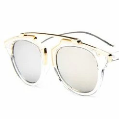 Honey Couture Sunglasses Honey Couture STACEY Gold & Clear Frame Silver Reflective Sunglasses