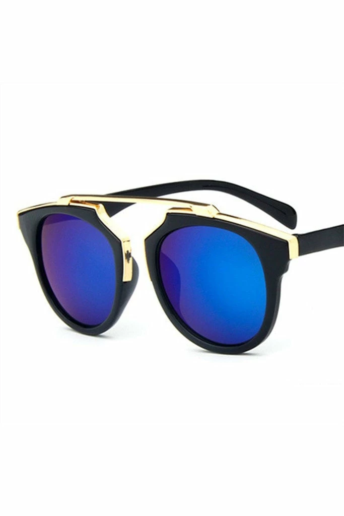 Honey Couture Sunglasses Honey Couture STACEY Gold & Black Frame Blue Reflective Sunglasses 4 Honey Couture Sunglasses Honey Couture STACEY Gold & Black Frame Blue Reflective Sunglasses