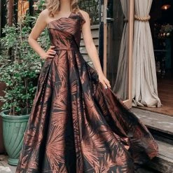 Tina Holly Couture Made To Order Tina Holly Couture T0520 Rose Brown Strapless Ballgown Formal Dress
