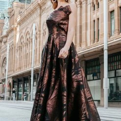 Tina Holly Couture Made To Order Tina Holly Couture T0520 Rose Brown Strapless Ballgown Formal Dress