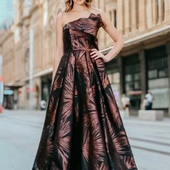 Tina Holly Couture Made To Order Tina Holly Couture T0520 Rose Brown Strapless Ballgown Formal Dress