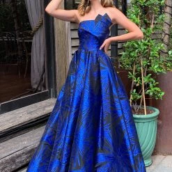 Tina Holly Couture Made To Order Tina Holly Couture T0520 Electric Blue Strapless Ballgown Formal Dress NEW ARRIVALS