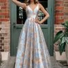 Tina Holly Couture Made To Order Tina Holly Couture T1120 Pastel Blue Pattern Strapless Ballgown Formal Dress