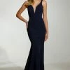 Tina Holly Couture Made To Order Tina Holly Couture T1708 Navy Blue Deep V Neckline W A Drape Back Formal Gown Dress