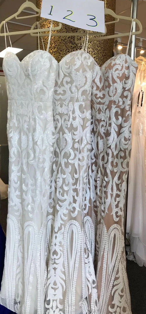 Tina Holly Couture Made To Order Tina Holly Couture T17101 White Nude Sequin Thin Strap Gown NEW ARRIVALS 5 Tina Holly Couture Made To Order Tina Holly Couture T17101 White Nude Sequin Thin Strap Gown NEW ARRIVALS