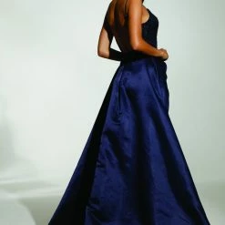 Tina Holly Couture Made To Order SEQUIN DRESSES Tinaholy Couture T17128 Navy Blue Sequin Mermaid Skirt Formal Gown Prom Dress