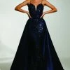 Tina Holly Couture Made To Order SEQUIN DRESSES Tinaholy Couture T17128 Navy Blue Sequin Mermaid Skirt Formal Gown Prom Dress