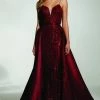 Tina Holly Couture Made To Order Tinaholy Couture T17128 Wine Red Sequin Mermaid Skirt Formal Gown Prom Dress