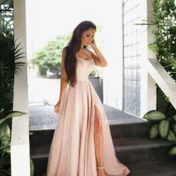 Tina Holly Couture Made To Order Tina Holly Couture T18262 Rose Pink Glitter Ball Gown Formal Dress