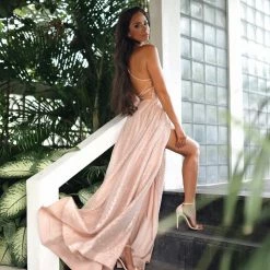 Tina Holly Couture Made To Order Tina Holly Couture T18262 Rose Pink Glitter Ball Gown Formal Dress