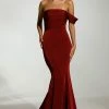 Tina Holly Couture Made To Order NEW ARRIVALS Tina Holly Couture T1832 Wine One Shoulder Mermaid Formal Gown Dress