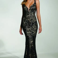 Tina Holly Couture Made To Order NEW ARRIVALS Tina Holly Couture T1836 Navy & Nude Sequin Mermaid Formal Prom Gown Dress