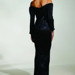 Tina Holly Couture Made To Order Tina Holly Couture T1842 Navy Blue Beaded Sequin Mermaid Train Formal Gown Prom Dress NEW ARRIVALS