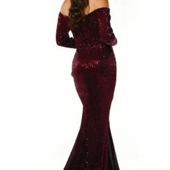 Tina Holly Couture Made To Order Tina Holly Couture T1842 Wine Beaded Sequin Mermaid Train Formal Gown Prom Dress NEW ARRIVALS