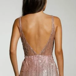 Tina Holly Couture Made To Order Tina Holly Couture T1843 Rose Pink Low Back Glitter Mermaid Formal Dress