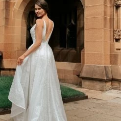 Tina Holly Couture Made To Order BRIDAL COLLECTION Tina Holly Couture T1844 White Glitter Deep V Bridal Formal Dress 11 Tina Holly Couture Made To Order BRIDAL COLLECTION Tina Holly Couture T1844 White Glitter Deep V Bridal Formal Dress
