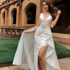 Tina Holly Couture Made To Order BRIDAL COLLECTION Tina Holly Couture T1844 White Glitter Deep V Bridal Formal Dress 12 Tina Holly Couture Made To Order BRIDAL COLLECTION Tina Holly Couture T1844 White Glitter Deep V Bridal Formal Dress