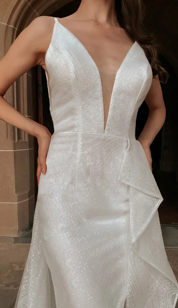 Tina Holly Couture Made To Order BRIDAL COLLECTION Tina Holly Couture T1844 White Glitter Deep V Bridal Formal Dress 8 Tina Holly Couture Made To Order BRIDAL COLLECTION Tina Holly Couture T1844 White Glitter Deep V Bridal Formal Dress