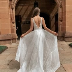 Tina Holly Couture Made To Order BRIDAL COLLECTION Tina Holly Couture T1844 White Glitter Deep V Bridal Formal Dress 15 Tina Holly Couture Made To Order BRIDAL COLLECTION Tina Holly Couture T1844 White Glitter Deep V Bridal Formal Dress