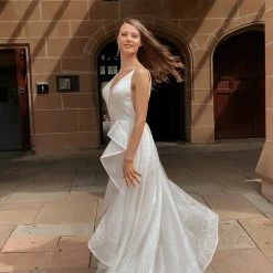 Tina Holly Couture Made To Order BRIDAL COLLECTION Tina Holly Couture T1844 White Glitter Deep V Bridal Formal Dress 13 Tina Holly Couture Made To Order BRIDAL COLLECTION Tina Holly Couture T1844 White Glitter Deep V Bridal Formal Dress