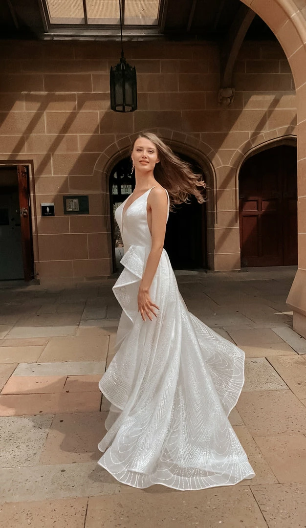 Tina Holly Couture Made To Order BRIDAL COLLECTION Tina Holly Couture T1844 White Glitter Deep V Bridal Formal Dress 7 Tina Holly Couture Made To Order BRIDAL COLLECTION Tina Holly Couture T1844 White Glitter Deep V Bridal Formal Dress