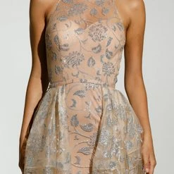 Tina Holly Couture Made To Order Tinaholy Couture T1845 Silver & Nude Glitter Formal Gown Prom Dress NEW ARRIVALS