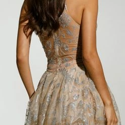 Tina Holly Couture Made To Order Tinaholy Couture T1845 Silver & Nude Glitter Formal Gown Prom Dress NEW ARRIVALS