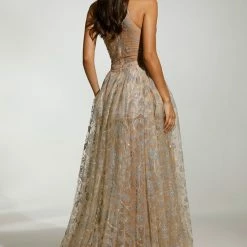 Tina Holly Couture Made To Order Tinaholy Couture T1845 Silver & Nude Glitter Formal Gown Prom Dress NEW ARRIVALS