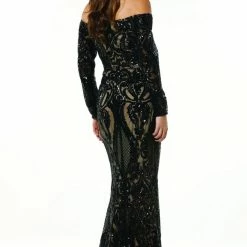 Tina Holly Couture Made To Order Tina Holly Couture T1866 Black & Nude Sequin Off Shoulder Formal Gown Prom Dress NEW ARRIVALS