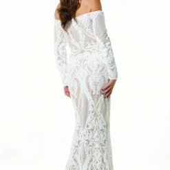 Tina Holly Couture Made To Order Tina Holly Couture T1866 White & Nude Off Shoulder Formal Gown Prom Dress