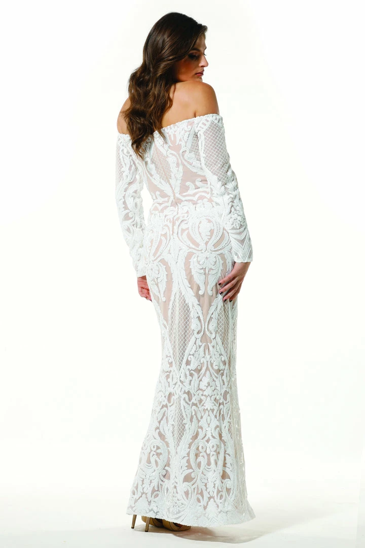 Tina Holly Couture Made To Order Tina Holly Couture T1866 White & Nude Off Shoulder Formal Gown Prom Dress 4 Tina Holly Couture Made To Order Tina Holly Couture T1866 White & Nude Off Shoulder Formal Gown Prom Dress