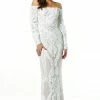Tina Holly Couture Made To Order Tina Holly Couture T1866 White & Nude Off Shoulder Formal Gown Prom Dress