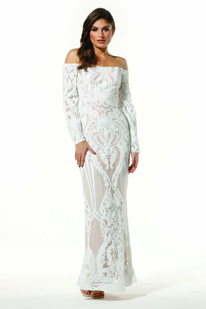 Tina Holly Couture Made To Order Tina Holly Couture T1866 White & Nude Off Shoulder Formal Gown Prom Dress 3 Tina Holly Couture Made To Order Tina Holly Couture T1866 White & Nude Off Shoulder Formal Gown Prom Dress