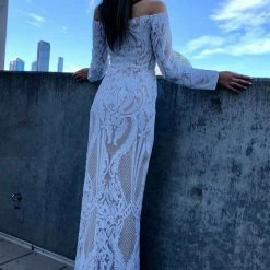 Tina Holly Couture Made To Order Tina Holly Couture T1866 White & Nude Off Shoulder Formal Gown Prom Dress 15 Tina Holly Couture Made To Order Tina Holly Couture T1866 White & Nude Off Shoulder Formal Gown Prom Dress