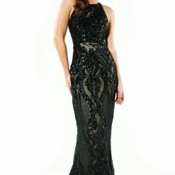 Tina Holly Couture Made To Order NEW ARRIVALS Tina Holly Couture T1868 Black & Nude Sequin Formal Gown Dress