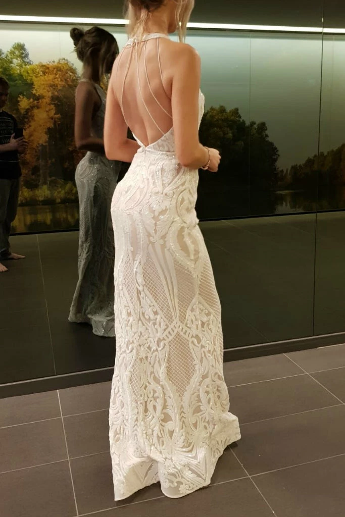 Tina Holly Couture Made To Order NEW ARRIVALS Tina Holly Couture T1868 White & Nude Sequin Formal Gown Dress 7 Tina Holly Couture Made To Order NEW ARRIVALS Tina Holly Couture T1868 White & Nude Sequin Formal Gown Dress