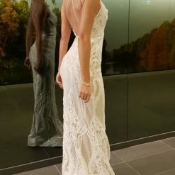 Tina Holly Couture Made To Order NEW ARRIVALS Tina Holly Couture T1868 White & Nude Sequin Formal Gown Dress 13 Tina Holly Couture Made To Order NEW ARRIVALS Tina Holly Couture T1868 White & Nude Sequin Formal Gown Dress