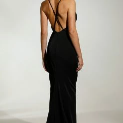 Tina Holly Couture Made To Order Tinaholy Couture T1887 Black Beaded Satin Lace V Front Gown